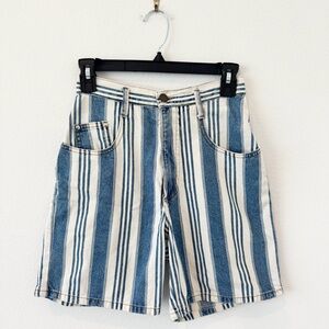 Vintage Made in the Shade Striped High Waisted Jean Shorts